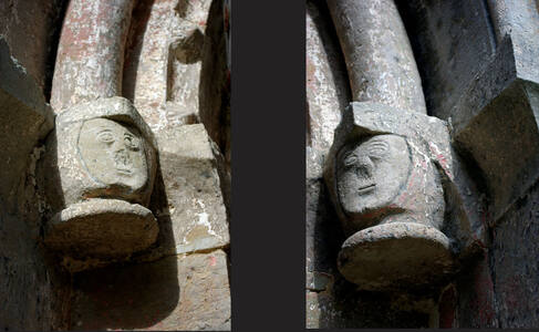 Ева и Адам – каменные скульптуры, украшающие портал кирки Св. Мартина в приходе Вальяла. XIII в.