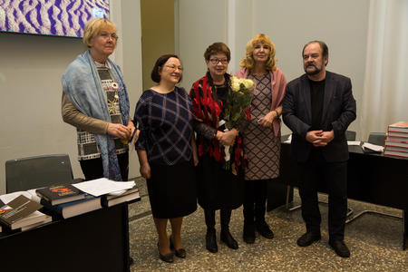 Слева направо: И.И. Муллонен, З.И. Строгальщикова, О.М. Фишман, И.Ю. Винокурова, А.П. Конкка